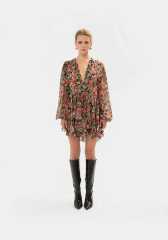 RED FLORAL MINI DRESS