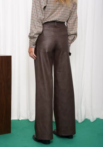 PURPOSE FAUX LEATHER PANTS BROWN