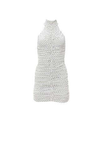 WHITE POLKA MINI DRESS