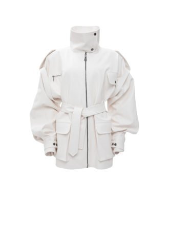WHITE FAUX LEATHER JACKET