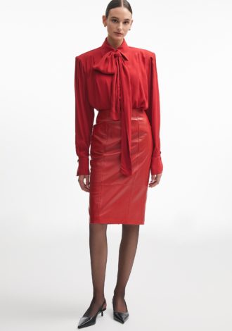 LONDON LEATHER SKIRT RED