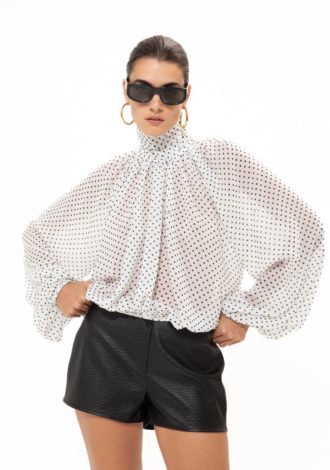 WHITE POLKA BLOUSE