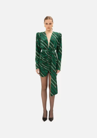 BLACK & GREEN STRIPED MINI DRESS