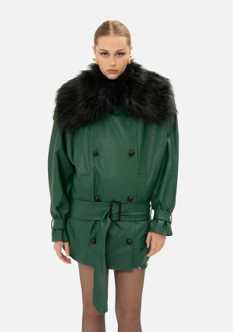 FOREST GREEN FAUX LEATHER JACKET