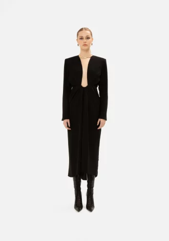 BLACK SATIN MIDI DRESS