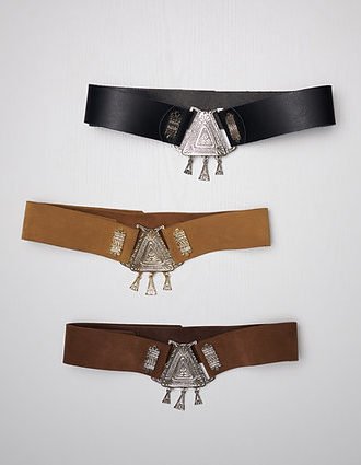 “TEARS OF PEARLS” CHOCOLATE SUEDE LEATHER BELT