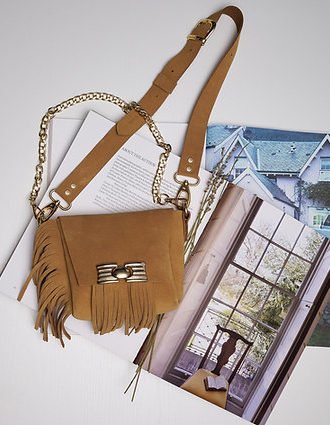 “WOMAN” SHOULDER BAG HONEY SUEDE