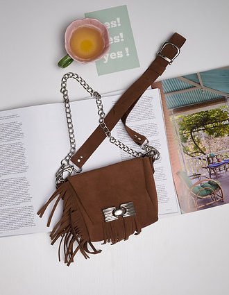 “WOMAN” SHOULDER BAG CHOCOLATE SUEDE