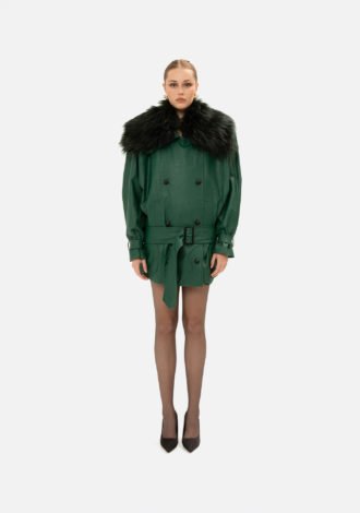 FOREST GREEN FAUX LEATHER JACKET