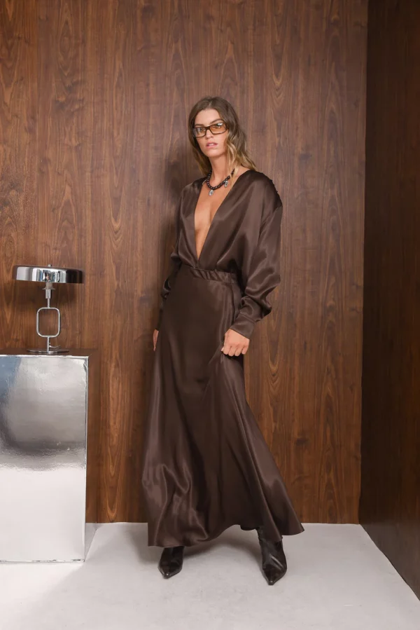 VANITY MAXI SKIRT BROWN - Image 2