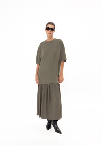 MIDI COTTON DRESS OLIVE