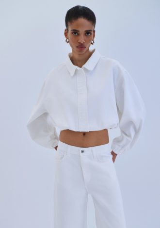 COMBOS DENIM JACKET CROP WHITE