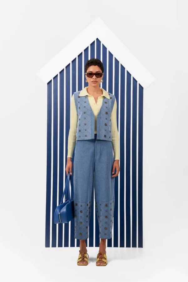 AMBER JEANS HALF BEADED