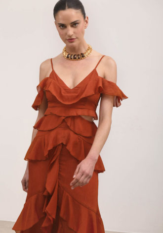 VOLCANO BURNED PEACH DRESS