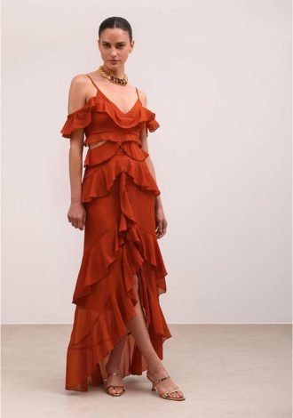 VOLCANO BURNED PEACH DRESS