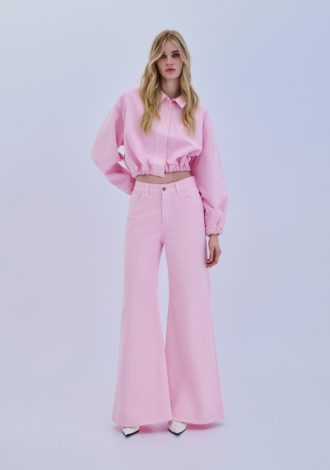 COMBOS DENIM JACKET CROP PINK