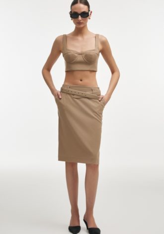 THEA LEATHER BELT GREIGE