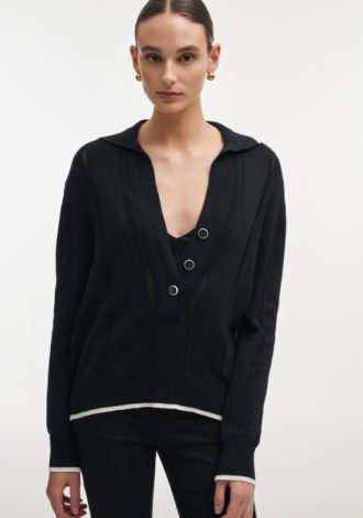 LAUREN KNITTED BLOUSE BLACK/WHITE