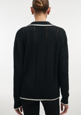 LAUREN KNITTED BLOUSE BLACK/WHITE