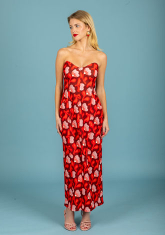 MONICA STRAPLESS DRESS RED