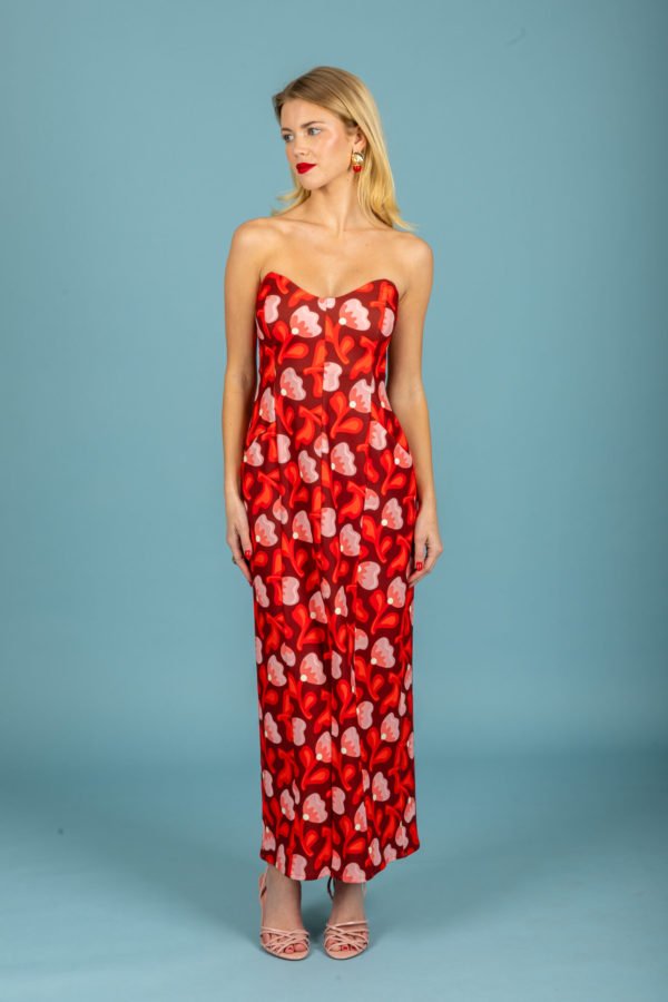 MONICA STRAPLESS DRESS RED - Image 2