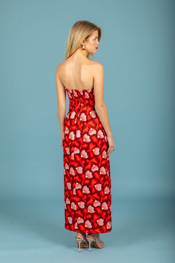 MONICA STRAPLESS DRESS RED - Image 3