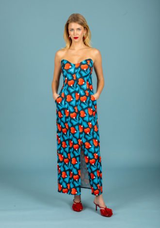 MONICA STRAPLESS DRESS BLUE