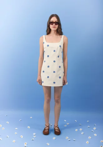 DAISY GABARDINE MINI DRESS BLUE