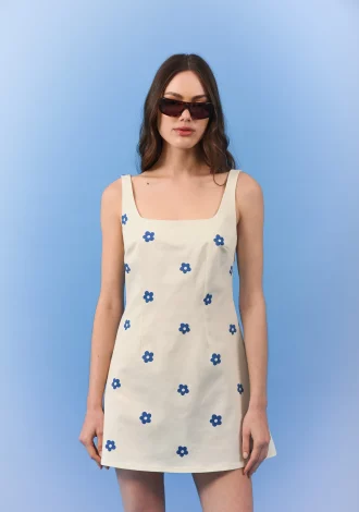 DAISY GABARDINE MINI DRESS BLUE
