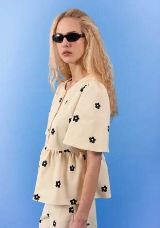 DAISY GABARDINE BLOUSE BLACK