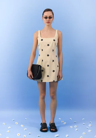 DAISY GABARDINE MINI DRESS BLACK