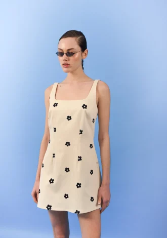 DAISY GABARDINE MINI DRESS BLACK