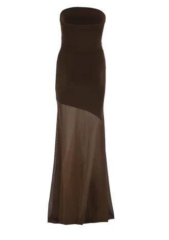 EVE STRAPLESS BROWN DRESS