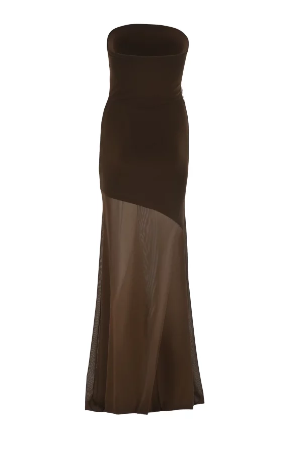 EVE STRAPLESS BROWN DRESS