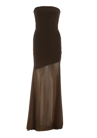 EVE STRAPLESS BROWN DRESS