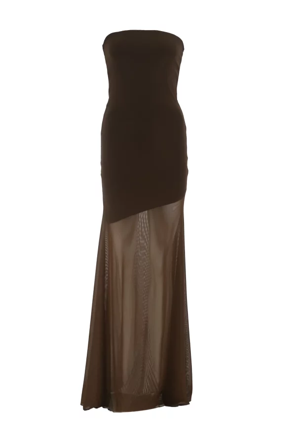 EVE STRAPLESS BROWN DRESS - Image 2