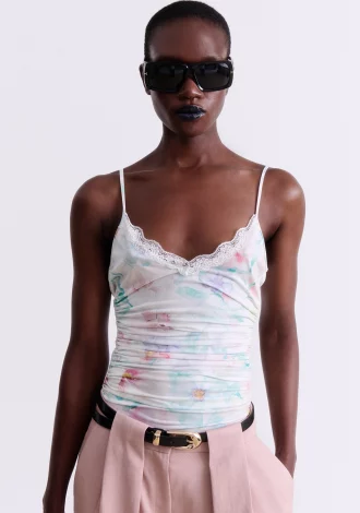PRINTED DRAPED BODYSUIT