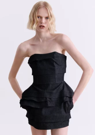 BLACK DENIM MINI DRESS