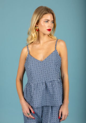 AELIA POPLIN TOP BLUE