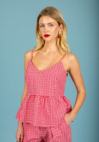 AELIA POPLIN TOP RED