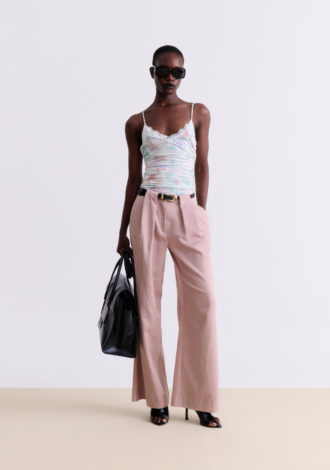BLUSH TAILORED WIDE-LEG PANTS