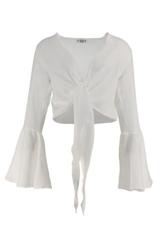 CORAL WRAP BLOUSE WHITE