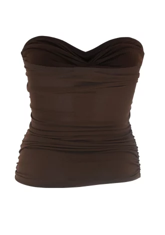 CORAL BROWN STRAPLESS TOP