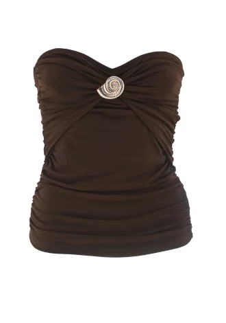 CORAL BROWN STRAPLESS TOP