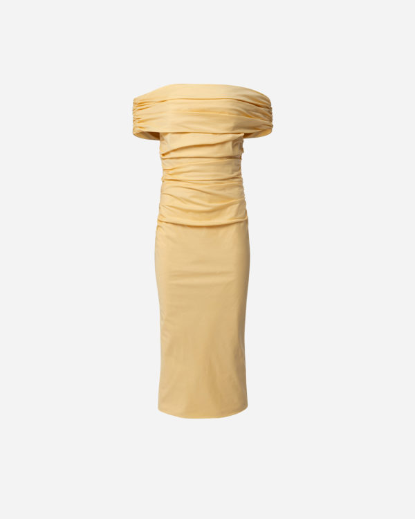 DRAPED DRESS BUTTER YELLOW
