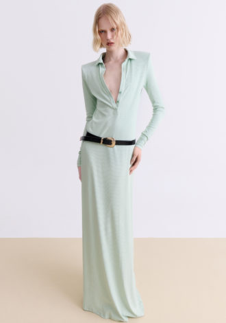 V-NECK RIB MAXI DRESS MINT