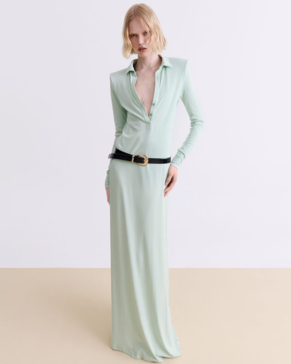 V-NECK RIB MAXI DRESS MINT