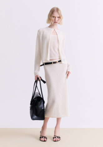 CREAM KNIT MIDI SKIRTS