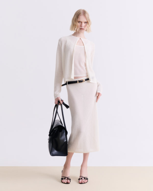 CREAM KNIT MIDI SKIRTS
