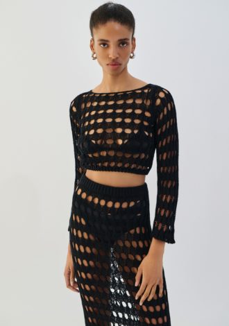COMBOS 0029 BLOUSE CROP NET BLACK